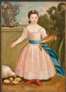 Tyttö ruokkii kanoja, n. 1811-20 tekijältä English School