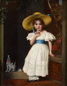 Tyttö olkihatussa, n. 1840 tekijältä English School