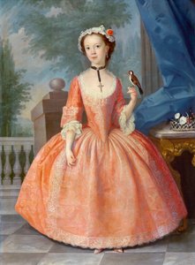 Tyttö vaaleanpunainen, noin 1740-luku tekijältä English School