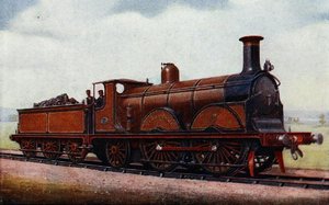 Lontoon Brighton and South Coast Railwayn Gladstone, kuvitus G. Gibbard Jacksonin teoksesta The Book of the Locomotive, julkaistu 1924 (värilitho) tekijältä English School