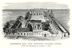 Gloucester Hall (nykyinen Worcester College), Oxford (kaiverrus). tekijältä English School
