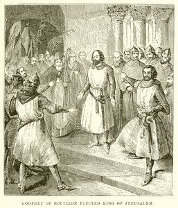 Godfrey of Bouillon valittiin Jerusalemin kuninkaaksi tekijältä English School