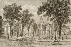 Gore Hall, Harvardin yliopisto noin vuonna 1870, Religious Tract Societyn julkaisemasta teoksesta 