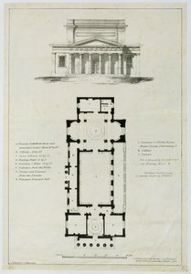Kylpyhuoneen alempien kokoushuoneiden pohjapiirros, kaiverrus Charles Hullmandel (1789-1850) tekijältä English School