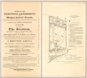 Pohjapiirros ja pääpiirteet The Stadiumin huvitteluista Chelseassa tekijältä English School