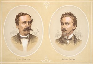 Gustav Nachtigal ja Gerard Rohlfs, kuvitus J. Ewing Richien David Livingstonen elämän ja löytöjen kuvapainoksesta, pub. kirjoittanut A. Fullarton & Co., 1876 tekijältä English School