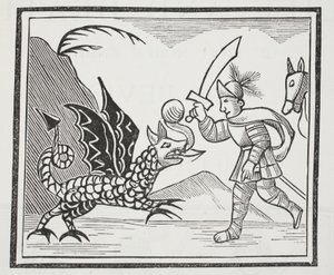 Guy and the Northumbrian Dragon, kuvitus John Ashtonin kirjasta Chap-books of the Eighteenth Century, pubi. 1882 tekijältä English School