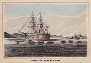 HM Indian Troop-Ship: Bombayssa (värillinen kaiverrus). tekijältä English School