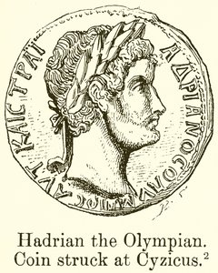 Hadrianus olympialainen. Kolikko lyötiin Cyzikukseen tekijältä English School