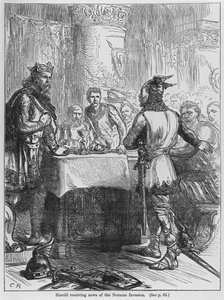 Harold vastaanottaa uutisen normannien hyökkäyksestä vuonna 1066 tekijältä English School