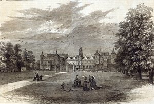 Hatfield House, Salisburyn markiisin kotipaikka, "The Illustrated London News", 11. heinäkuuta 1874 (kaiverrus) tekijältä English School