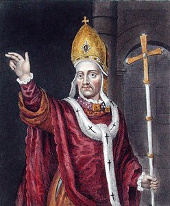 Henry Chichely (n.1362-1443), Bodleian Gallerian maalauksen mukaan (värilitro). tekijältä English School