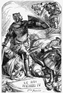 Henry IV (Henry IV) - Kuvitus teoksessa "" William Shakespearen valmiit teokset"" 1866 - Tämän painoksen kuvitukset ja yleinen muoto on lainattu Cassellin kuvitetusta Shakespearesta, joka julkaistiin Lontoossa tekijältä English School