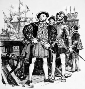 Henry VIII, joka rakensi Englannin laivaston vain seitsemästä kahdeksaankymmeneen viiteen alukseen tekijältä English School