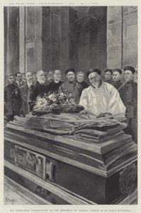 Hänen ylhäisyytensä Li-Hung-Chang kenraali Gordonin muistomerkillä St Paulin katedraalissa (litho) tekijältä English School