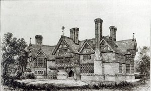 Talo, joka pystytettiin äskettäin Harrow Wealdiin, "The Building News" -julkaisusta, 6. syyskuuta 1872 tekijältä English School