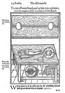 Kuinka leikata pää irti ja laittaa se lautaselle, 1584 (puupiirros) tekijältä English School