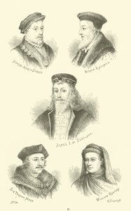 Howard, Earl of Surrey, piispa Latimer, James I Skotlannista, Sir Thomas More, William Caxton tekijältä English School