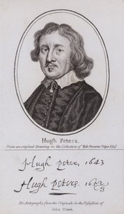 Hugh Peter, Englannin puritaaninen ministeri, poliitikko ja parlamentaarinen sotilas sisällissodassa (kaiverrus) tekijältä English School