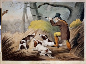 Nokan metsästys Englannissa. Akvarellikaiverrus 1800-luvulta. Gien, metsästysmuseo. tekijältä English School