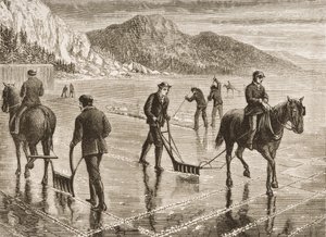 Ice-Harvest on the Hudson River, New Yorkin osavaltio, n. 1870, American Picturesista, julkaisija The Religious Tract Society, 1876 tekijältä English School
