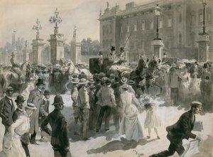 Kuningas Edward VII:n sairaus, lääkärit lähtevät palatsista, kesäkuu 1902 (wc paperilla) tekijältä English School