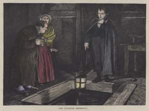 Kuvitus Oliver Twistille (värillinen kaiverrus) tekijältä English School