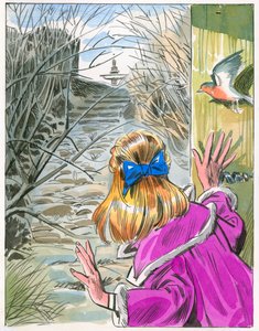Kuvitus elokuvasta The Secret Garden (guassi paperille) tekijältä English School