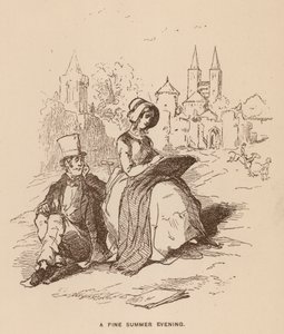 Kuvitus Thackerayn Vanity Fair -tapahtumaan (litho) tekijältä English School