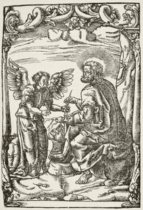 Kuvitus Tyndalesin alusta Uuden testamentin ensimmäisestä englanninkielisestä käännöksestä, joka julkaistiin Kölnissä vuonna 1525, William Hickman Smith Aubin Englannin kansallis- ja kotihistoriasta tekijältä English School
