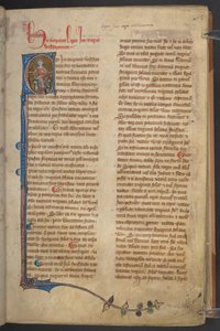 Kuva kuningas Inesta Englannin perussäännöstä, puuvillakäsikirjoitus Claudius D II, f.5r tekijältä English School