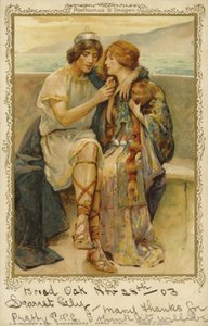 Imogen ja Posthumus William Shakespearesin näytelmästä Cymbeline tekijältä English School