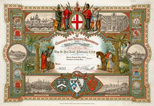 Kutsu siirtomaa- ja intiaanivastaanotolle Guildhallissa Lontoossa 25. kesäkuuta 1886 tekijältä English School