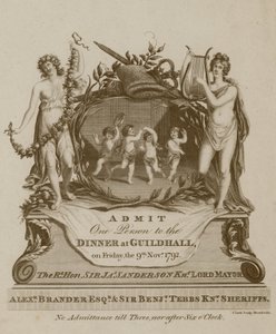 Kutsu juhlaan Lontoon Guildhallissa 9. marraskuuta 1792 tekijältä English School