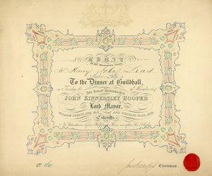 Kutsu juhlaan Lontoon Guildhallissa 9. marraskuuta 1847 tekijältä English School