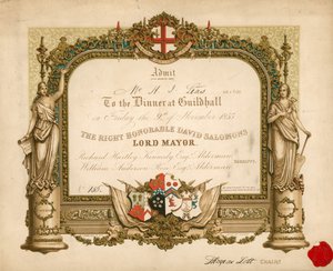 Kutsu juhlaan Lontoon Guildhallissa 9. marraskuuta 1855 tekijältä English School