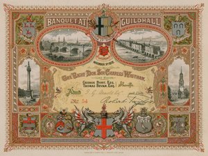 Kutsu juhlaan Lontoon Guildhallissa 9. marraskuuta 1878 tekijältä English School