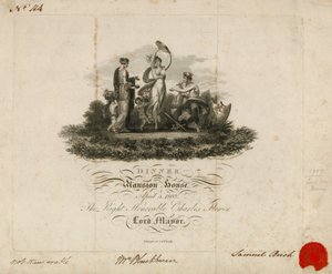 Kutsu Lord Mayors -illalliselle Mansion Housessa, Lontoossa, 3. huhtikuuta 1809 tekijältä English School