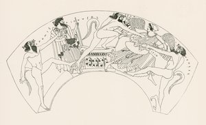 Iris ja Hera satyyrien hyökkäyksen kohteena (kaiverrus) tekijältä English School