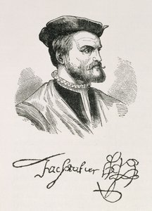 Jacques Cartier (1491-1557) kuvitus osasta IV "Narrative and Critical History of America", 1886 tekijältä English School