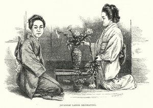 Japanilaisten naisten koristelu (kaiverrus) tekijältä English School