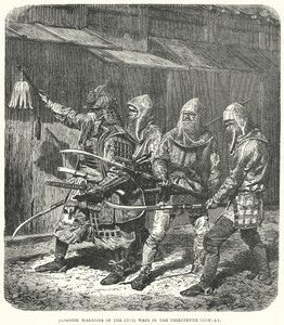 Japanilaiset sisällissotien soturit kolmannellatoista vuosisadalla (kaiverrus) (kaiverrus) tekijältä English School
