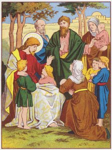 Jeesus Kristus siunaa pieniä lapsia (väri litho) tekijältä English School