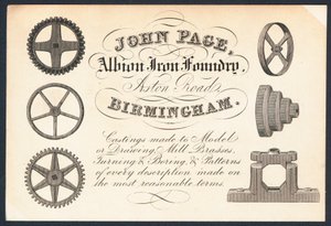 John Page, Albion Iron Foundry, kauppakortti tekijältä English School