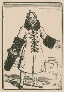 Joseph Grimaldi Klovnina laulamassa All the World Pariisissa, Surrey Theatre, 1814 tekijältä English School