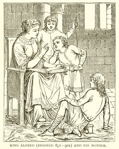 Kuningas Alfred (hallitsi 871-901) ja hänen äitinsä tekijältä English School