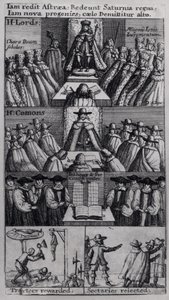 Kuningas Kaarle II (1630-85) parlamenttitalon kanssa, 1660 tekijältä English School