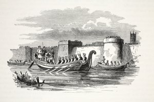 Kuningas Edgar soutaa kahdeksan Kings on the River Dee, pubi. 1800-luku (teräskaiverrus) tekijältä English School