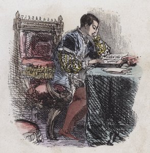 Kuningas Edward VI lukee (värillinen kaiverrus) tekijältä English School