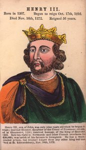 Kuningas Henrik III (värillinen kaiverrus) tekijältä English School